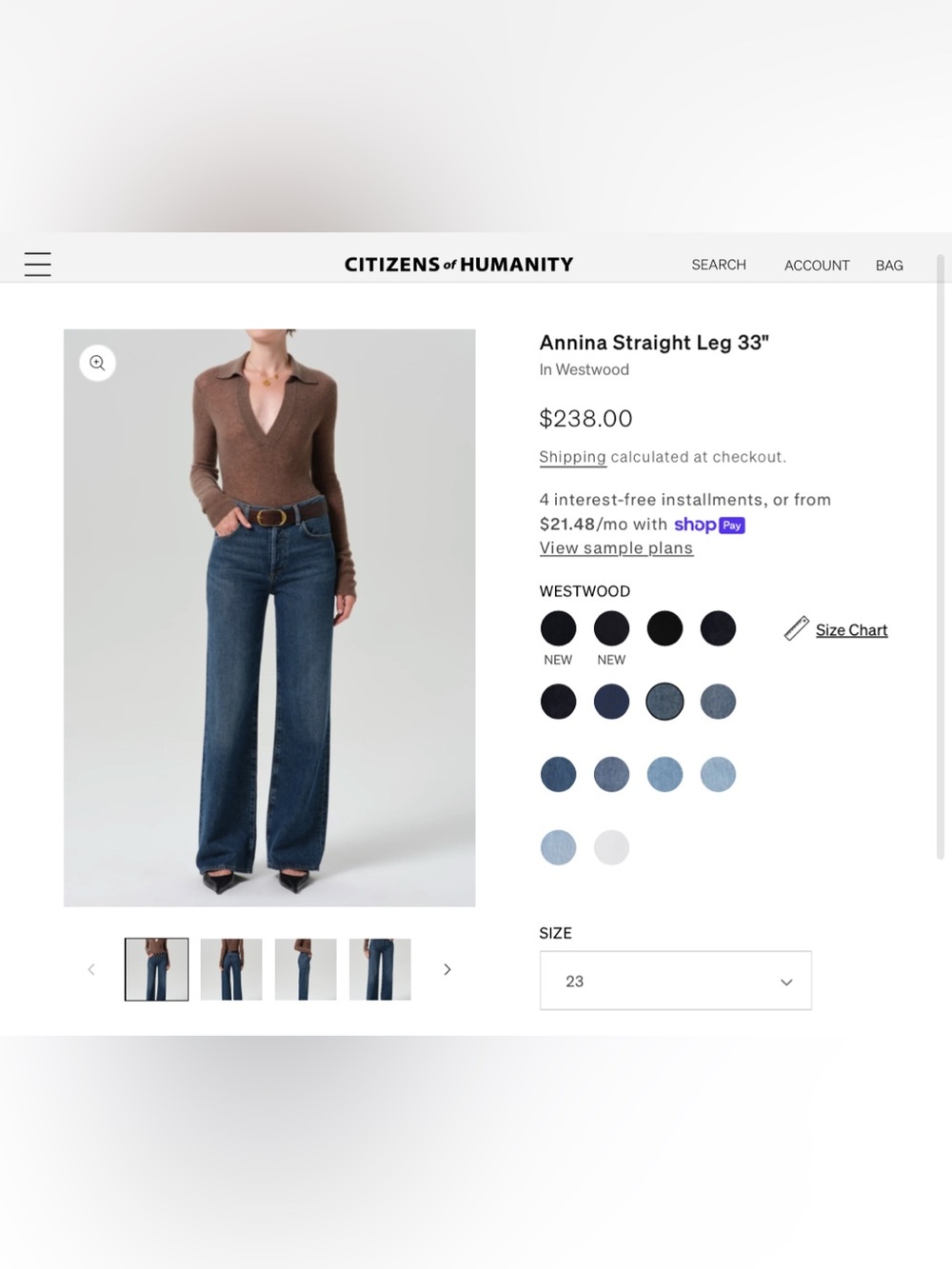 Citizens of Humanity Annina Straight Leg Jeans in Westwood 31 - Picture 6 of 10